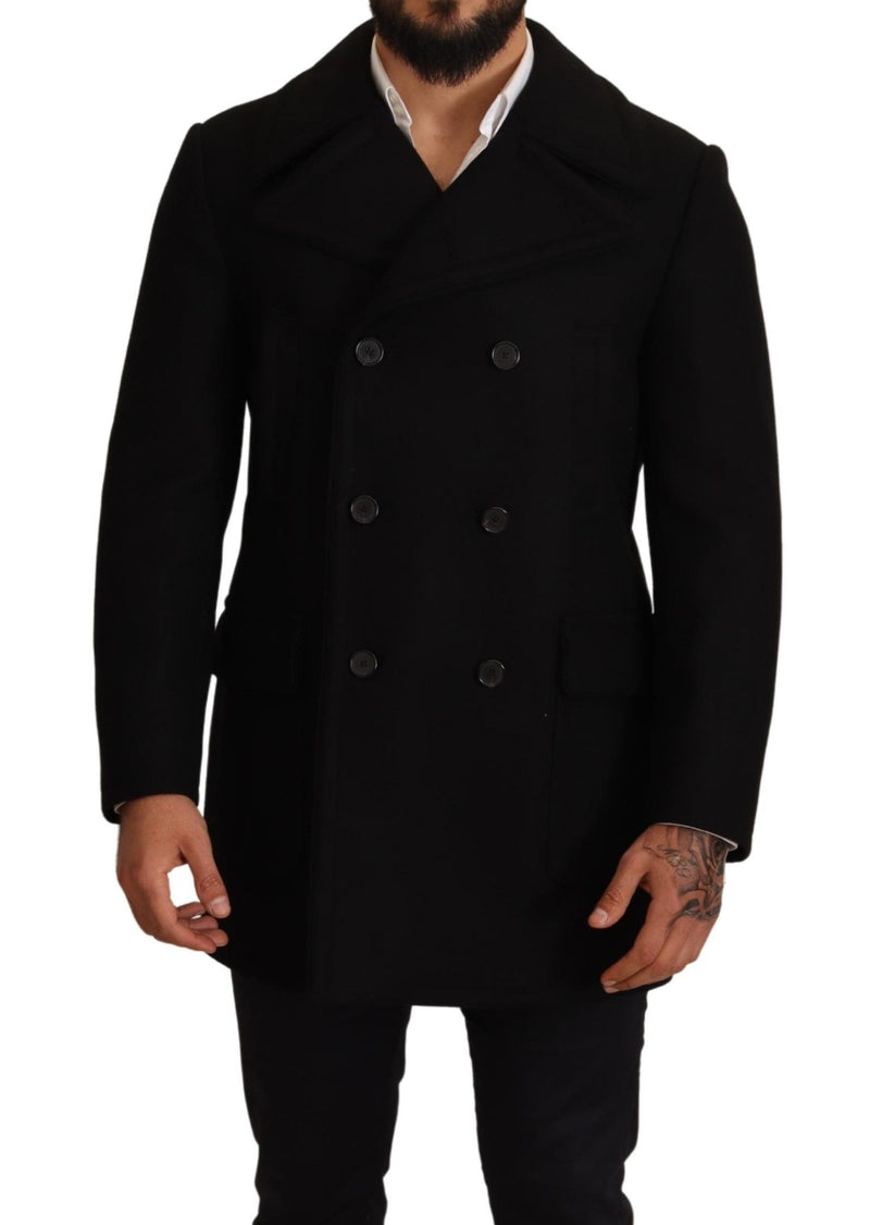 Dolce & Gabbana Elegant Black Double Breasted Trench Men's Coat