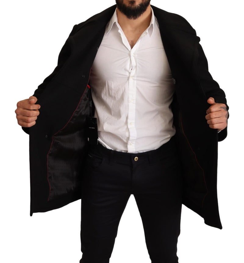 Dolce & Gabbana Elegant Black Double Breasted Trench Men's Coat