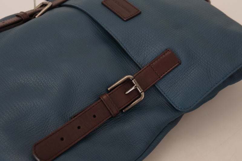 Dolce & Gabbana Elegant Blue Leather Backpack Men's Bag