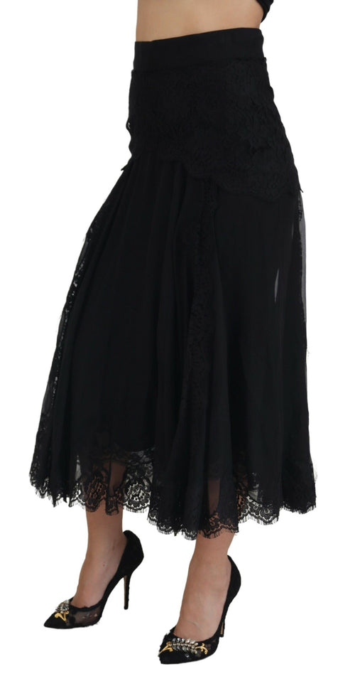 Dolce & Gabbana Elegant High-Waist Midi Silk-Blend Women's Skirt