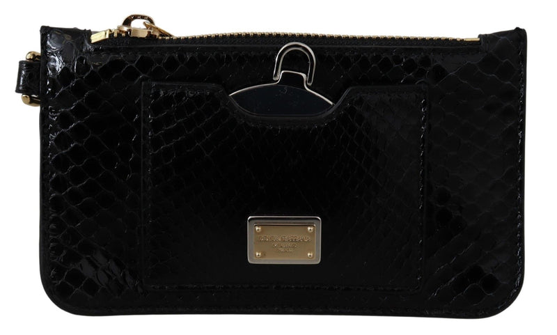 Dolce & Gabbana Elegant Python Pattern Leather Wristlet Women's Wallet