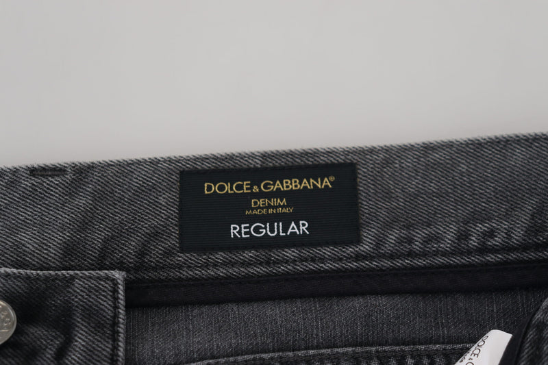 Dolce & Gabbana Elegant Grey Checkered Denim Men's Treasure
