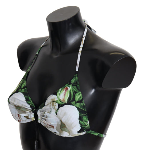 Dolce & Gabbana Floral Print Bikini Top with Logo Women's Clasp
