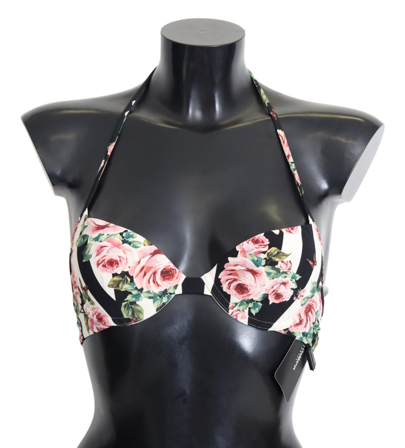 Dolce & Gabbana Elegant Rose Print Bikini Women's Top