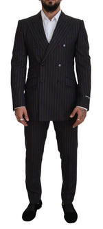 Dolce & Gabbana Elegant Black Striped Virgin Wool Men's Suit
