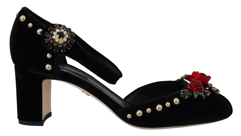 Dolce & Gabbana Elegant Floral Embellished Heels Women's Sandals