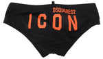 Dsquared² Elegant Black Swim Briefs with Orange Men's Logo