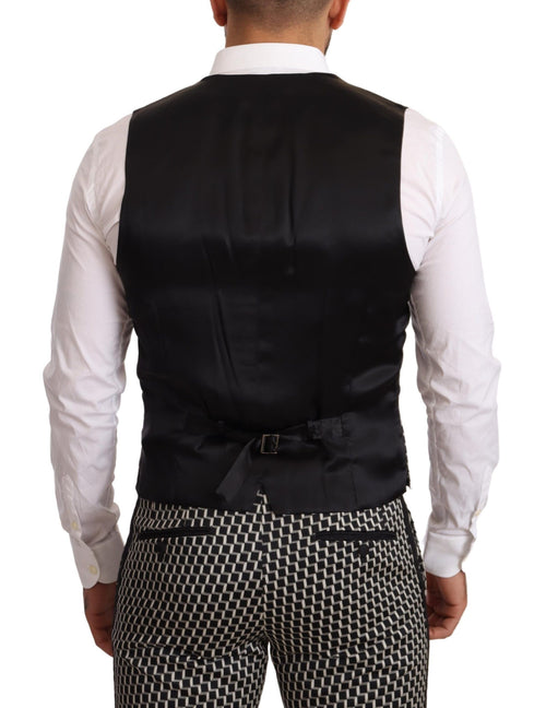 Dolce & Gabbana Elegant Martini Black Check Three-Piece Men's Suit