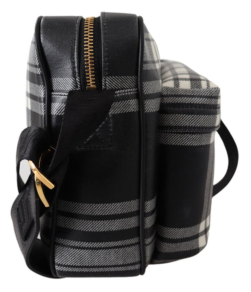 Versace Elegant Grey Leather Crossbody Men's Bag