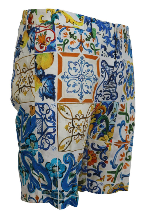 Dolce & Gabbana Majolica Print Casual Chinos Men's Shorts