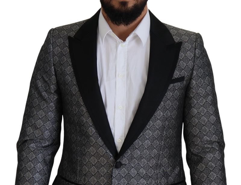 Dolce & Gabbana Elegant Silver Patterned Slim Fit Men's Suit