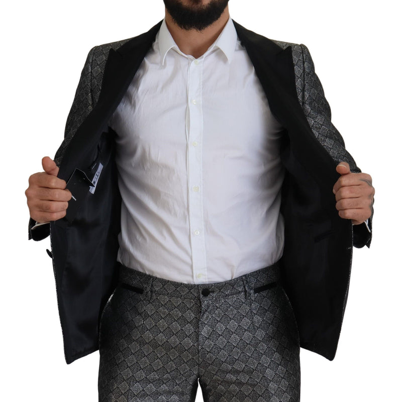 Dolce & Gabbana Elegant Silver Patterned Slim Fit Men's Suit