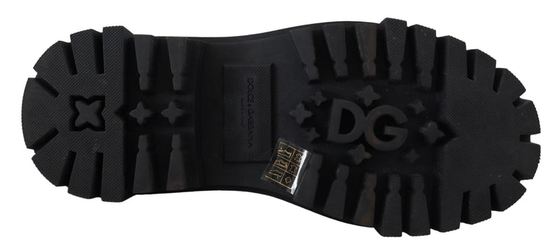 Dolce & Gabbana Timeless Black Leather Derby Flats with Glam Women's Accents