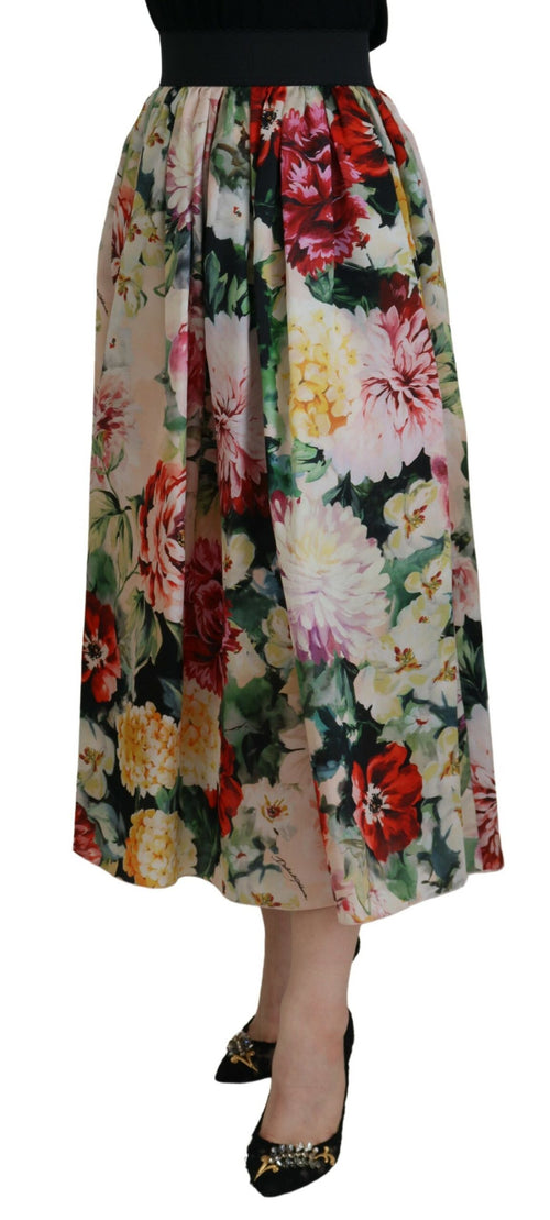 Dolce & Gabbana Exquisite High Waist Floral Silk Women's Skirt