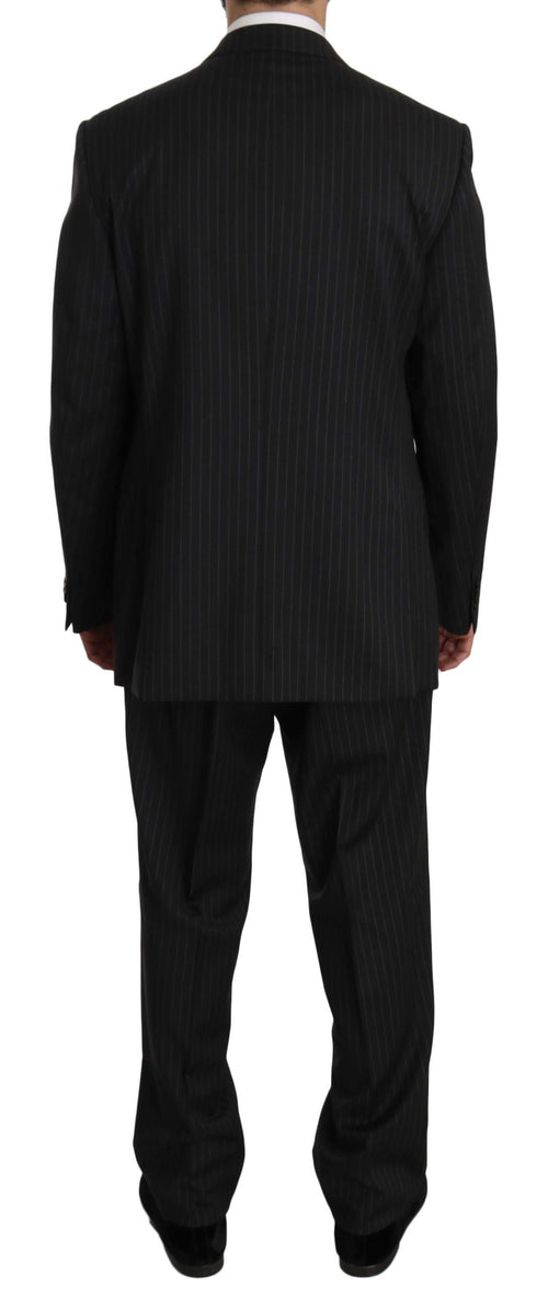 Z ZEGNA Elegant Black Striped Wool Men's Suit