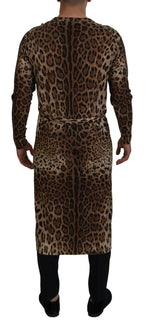 Dolce & Gabbana Elegant Leopard Wool Cardigan Men's Sweater