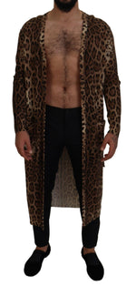 Dolce & Gabbana Elegant Leopard Wool Cardigan Men's Sweater