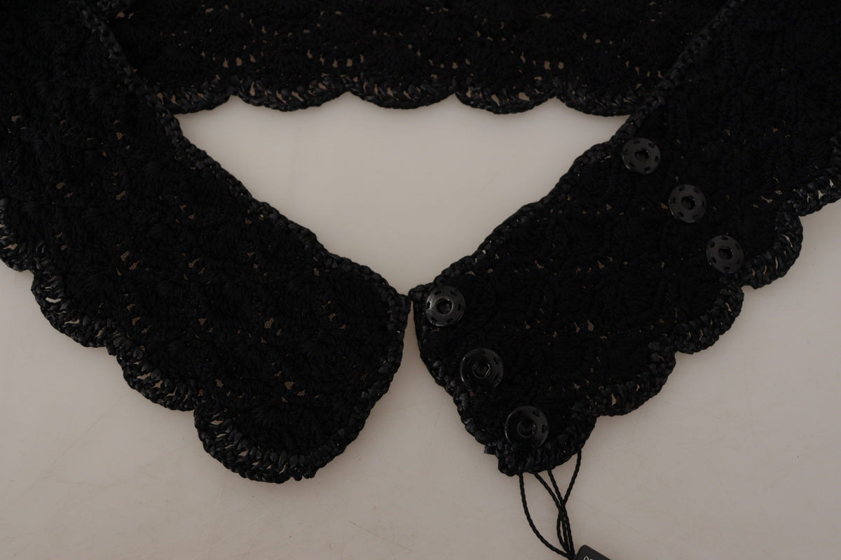 Dolce & Gabbana Black Cotton Bustier Cropped Crochet Tank Women's Top