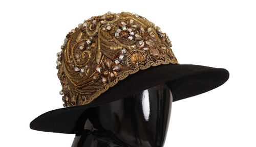 Dolce & Gabbana Elegant Black Gold Studded Women's Fedora