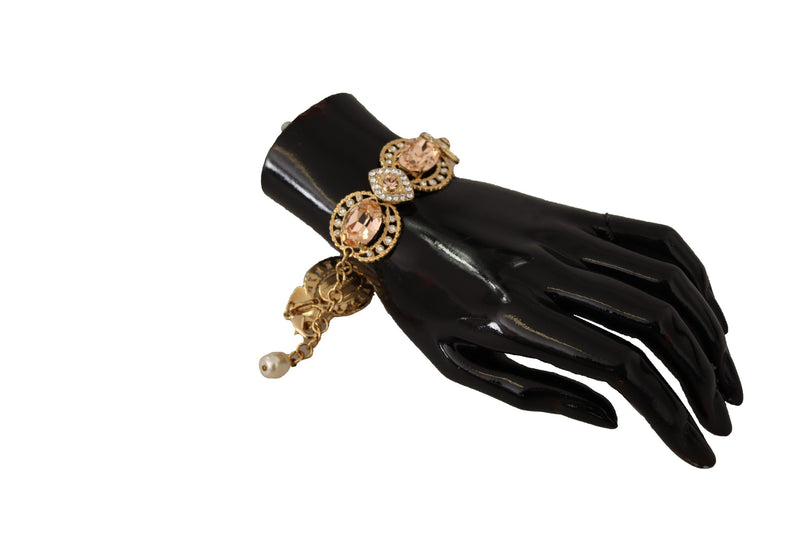 Dolce & Gabbana Champagne Crystal Gold Chain Women's Bracelet
