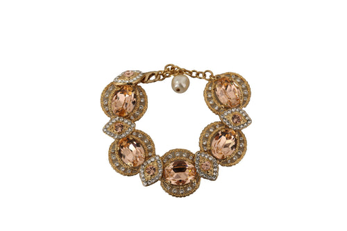 Dolce & Gabbana Champagne Crystal Gold Chain Women's Bracelet
