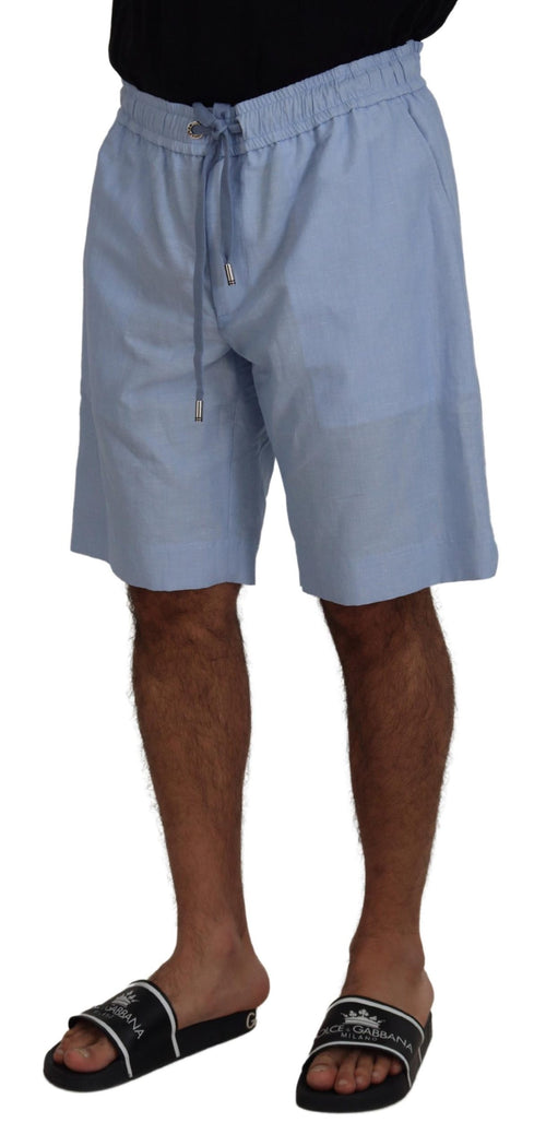 Dolce & Gabbana Elegant Light Blue Linen-Cotton Summer Men's Shorts