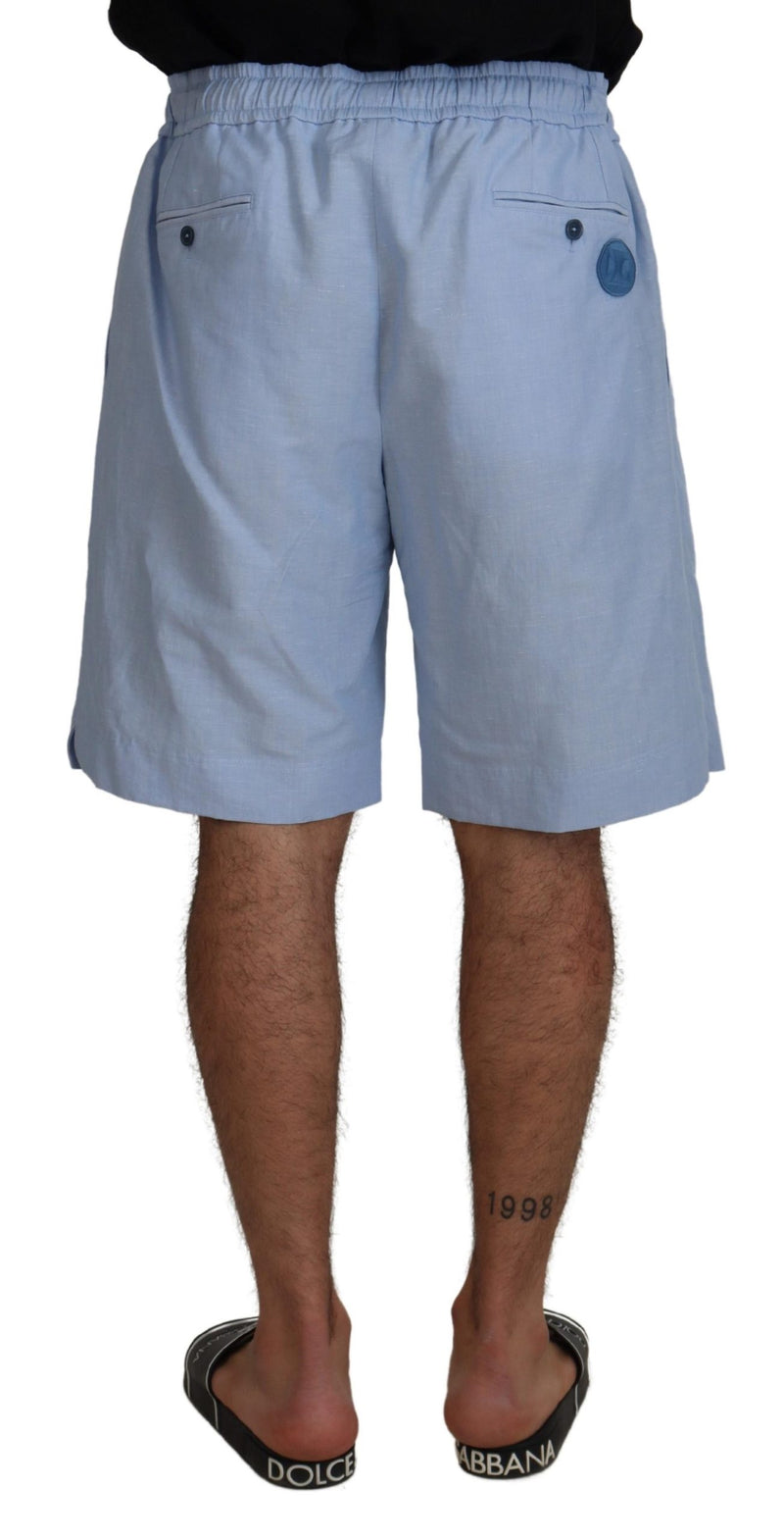 Dolce & Gabbana Elegant Light Blue Linen-Cotton Summer Men's Shorts