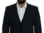 Dolce & Gabbana Elegant Navy Wool Blend Martini Men's Blazer