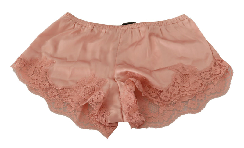 Dolce & Gabbana Elegant Powder Pink Silk Lace Lingerie Women's Shorts