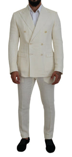 Dolce & Gabbana Elegant Off White Silk-Blend Men's Suit