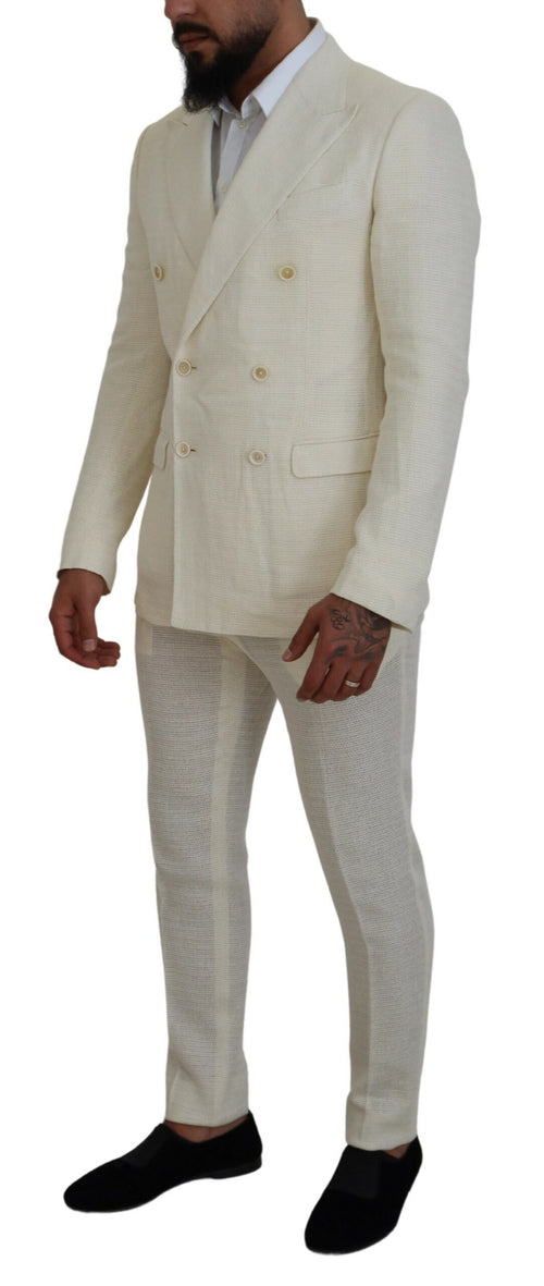 Dolce & Gabbana Elegant Off White Silk-Blend Men's Suit