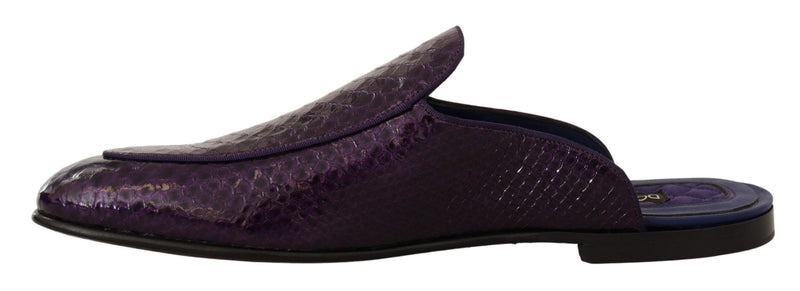 Dolce & Gabbana Purple Exotic Python Leather Men's Slides