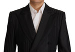 Dolce & Gabbana Elegant Black Striped Slim Fit Two-Piece Men's Suit