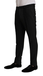 Dolce & Gabbana Elegant Black Striped Slim Fit Two-Piece Men's Suit