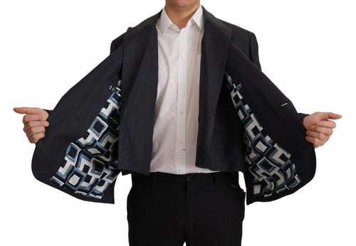 Dolce & Gabbana Sleek Double Breasted Navy Linen Men's Blazer