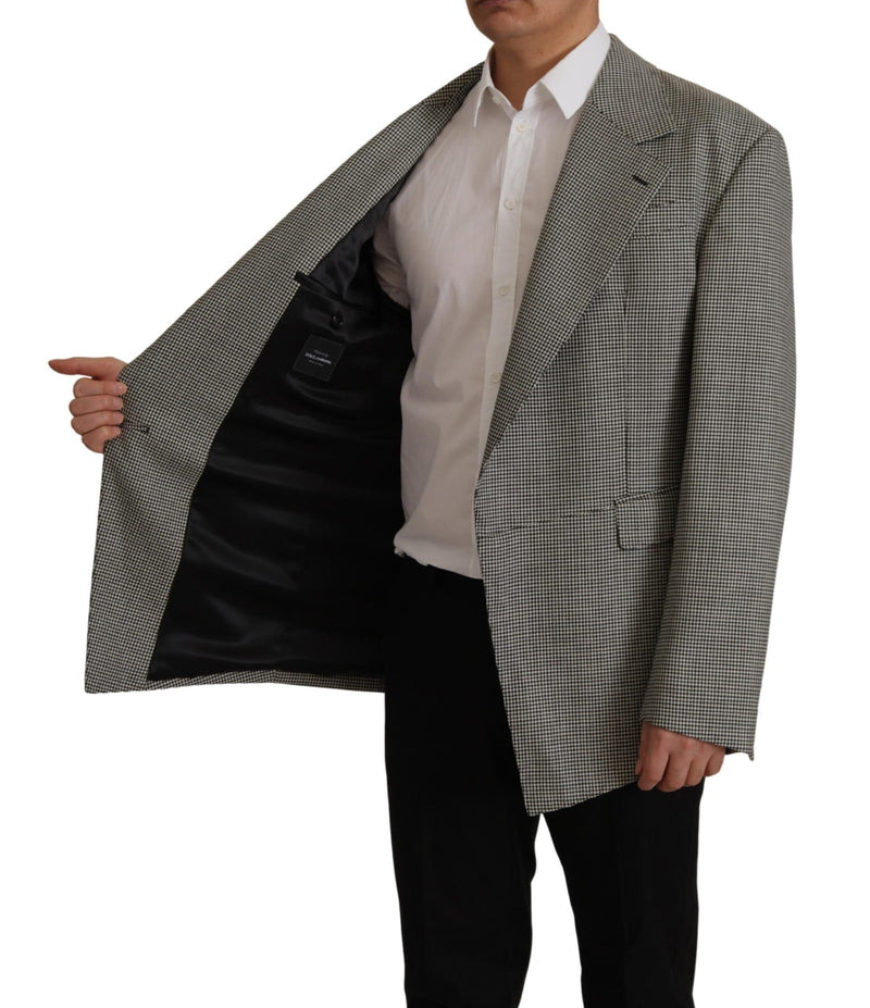 Dolce & Gabbana Elegant Gray Checkered Wool Men's Blazer