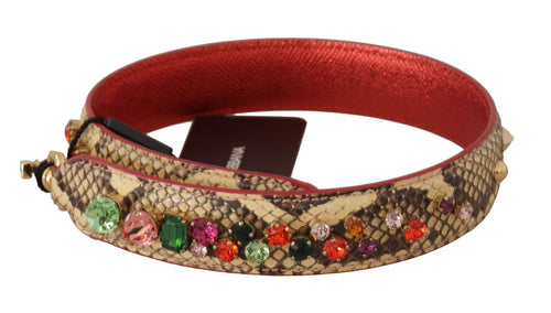 Dolce & Gabbana Elegant Beige Python Leather Bag Women's Strap