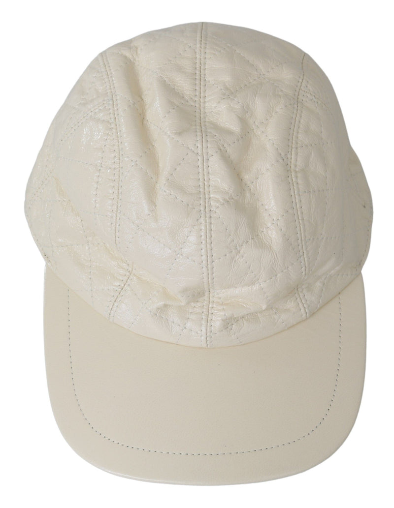 Dolce & Gabbana Elegant White Lambskin Leather Baseball Men's Cap