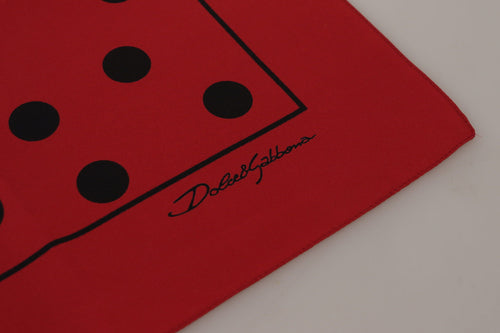 Dolce & Gabbana Elegant Red Polka Dot Silk Square Men's Scarf