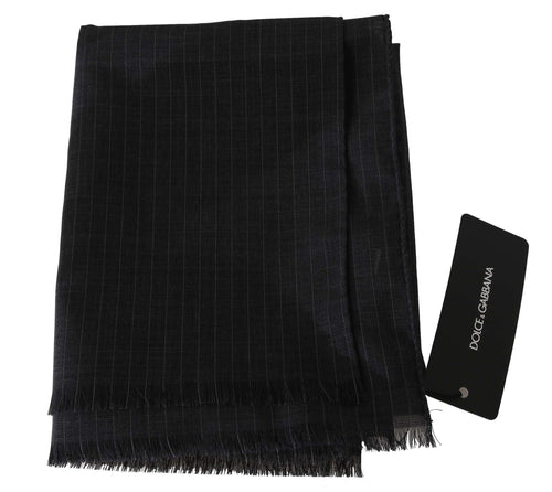 Dolce & Gabbana Elegant Gray Striped Wool Men's Men's Scarf