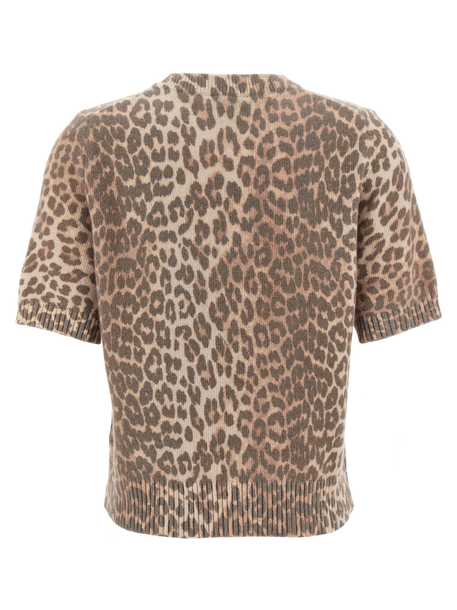 Ganni Women's Leopard Wool Mix T-Shirt