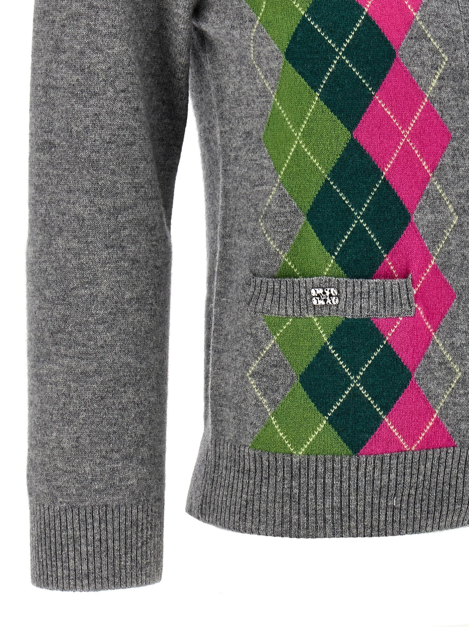 Ganni Women's Grey Check Cardigan