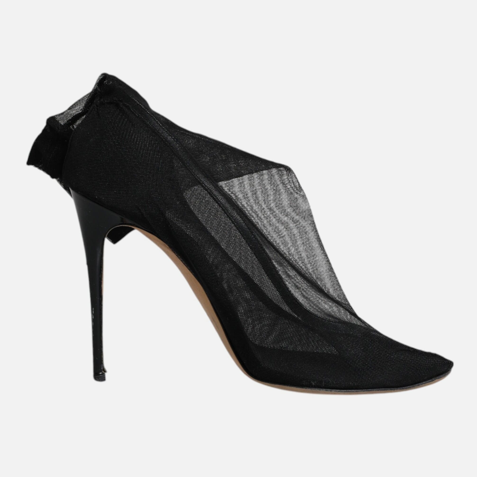 Dolce & Gabbana Black Nylon Stretch Mesh Sock Boots Women's Shoes (Pre-Owned)