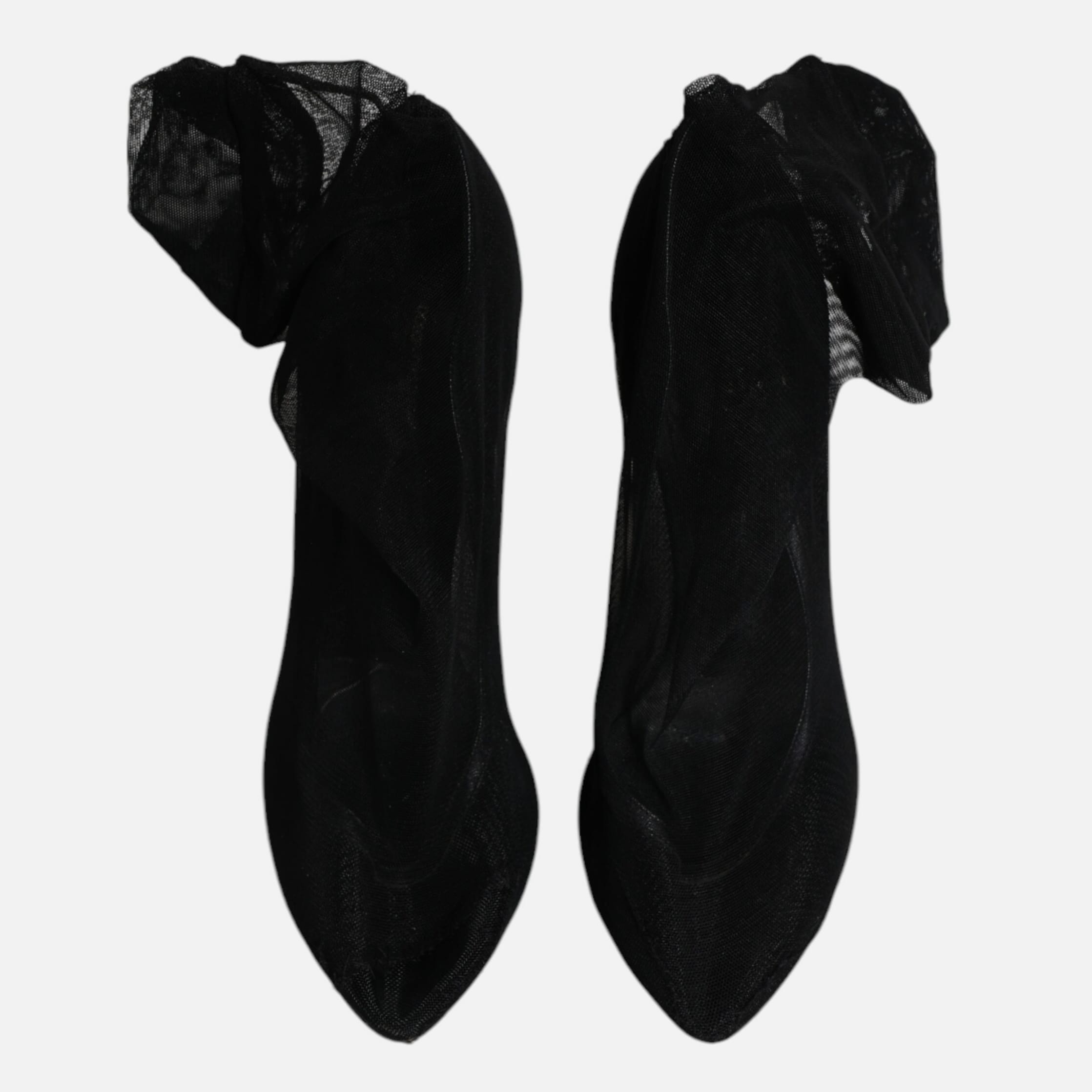 Dolce & Gabbana Black Nylon Stretch Mesh Sock Boots Women's Shoes (Pre-Owned)