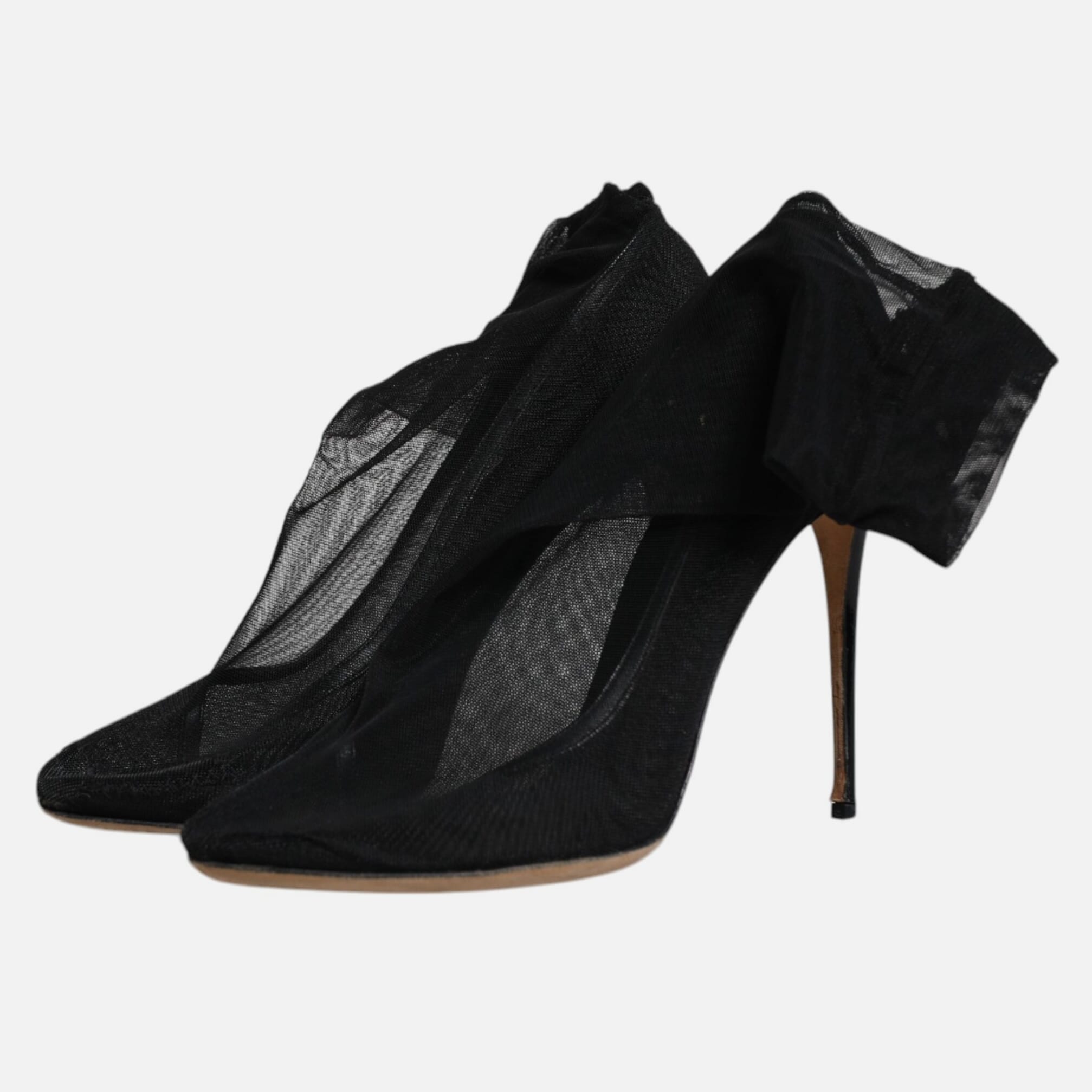 Dolce & Gabbana Black Nylon Stretch Mesh Sock Boots Women's Shoes (Pre-Owned)