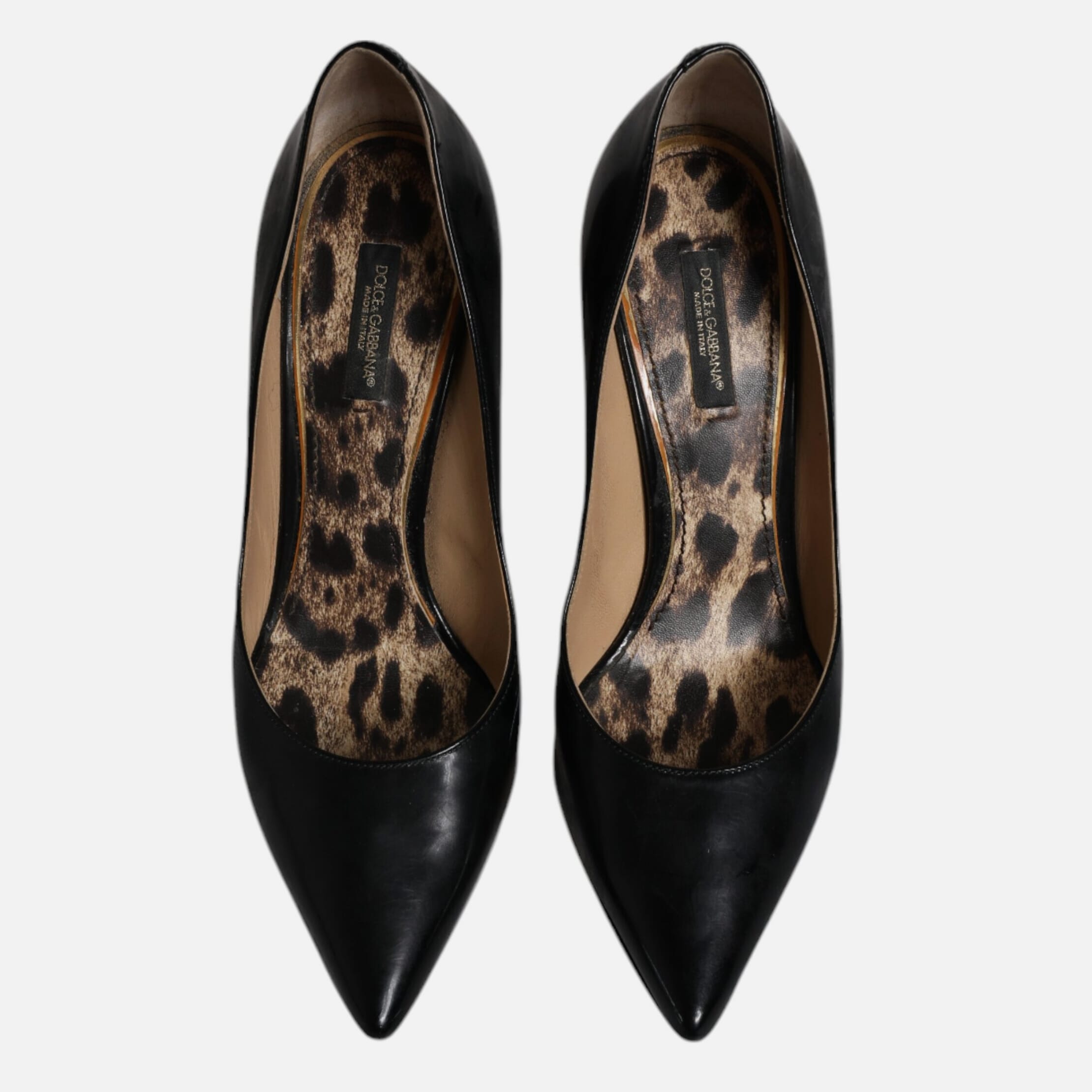 Dolce & Gabbana Black Calf Leather Stiletto Heels Pumps Women's Shoes (Pre-Owned)