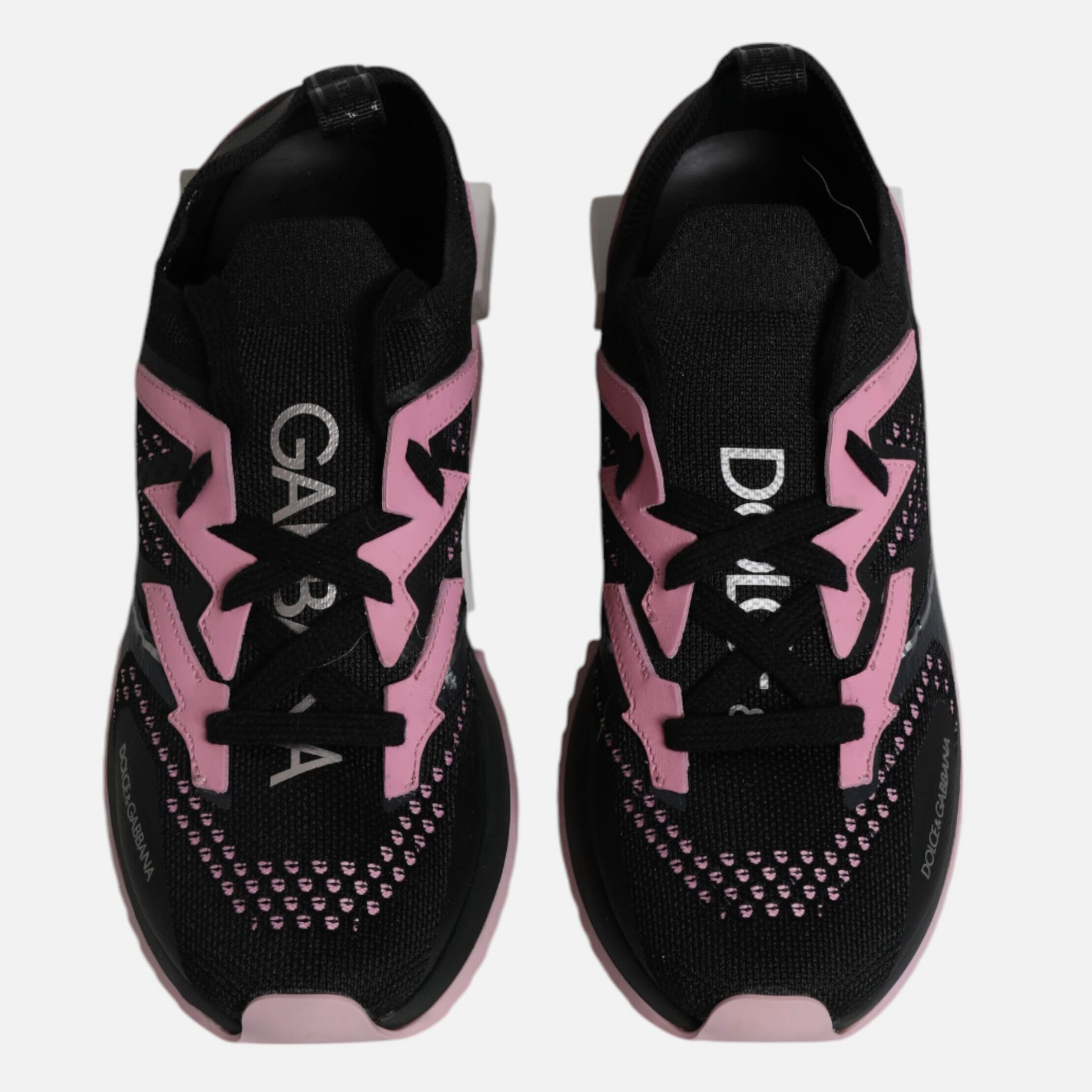 Dolce & Gabbana Black Pink SORRENTO Sport Stretch Sneakers Women's Shoes (Pre-Owned)