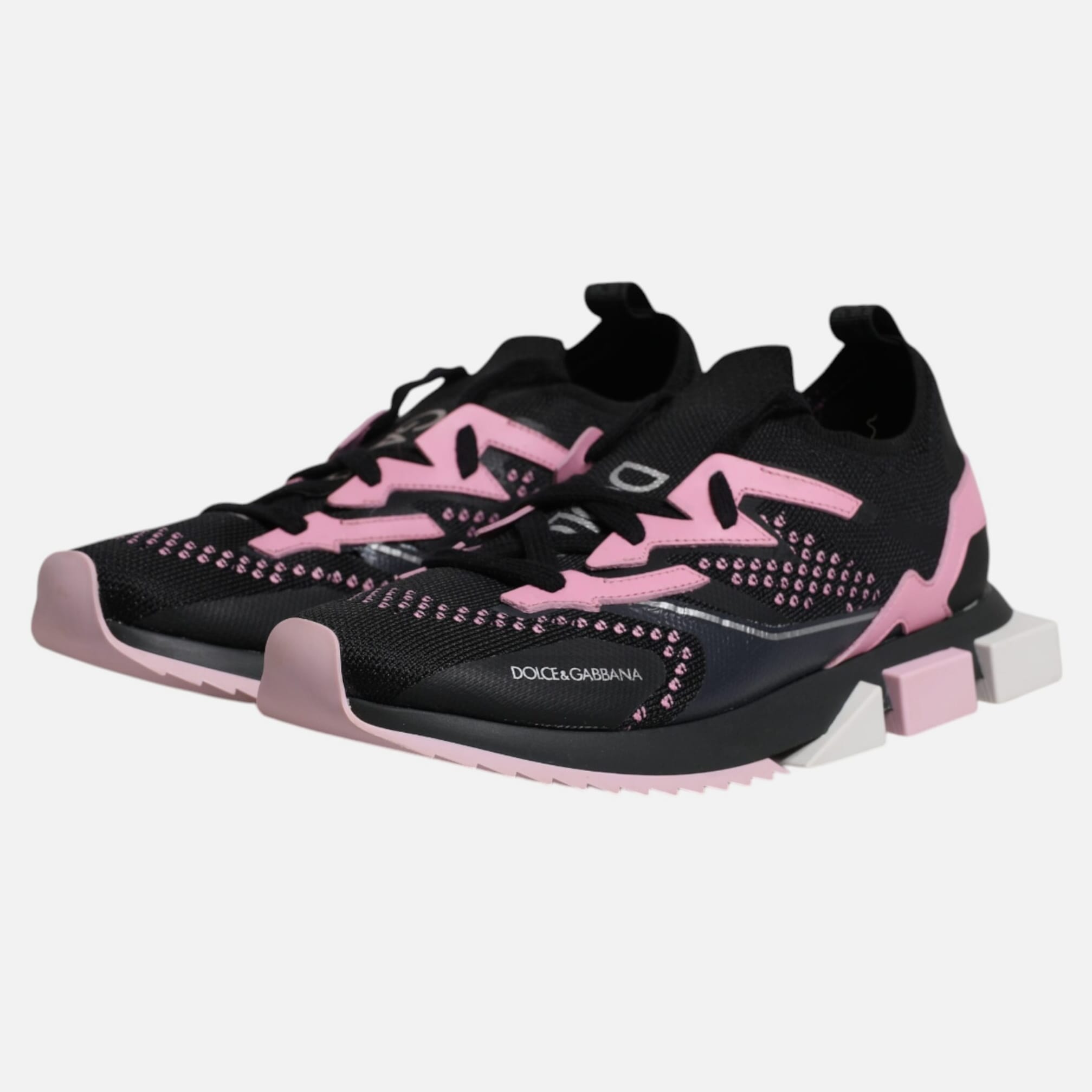 Dolce & Gabbana Black Pink SORRENTO Sport Stretch Sneakers Women's Shoes (Pre-Owned)