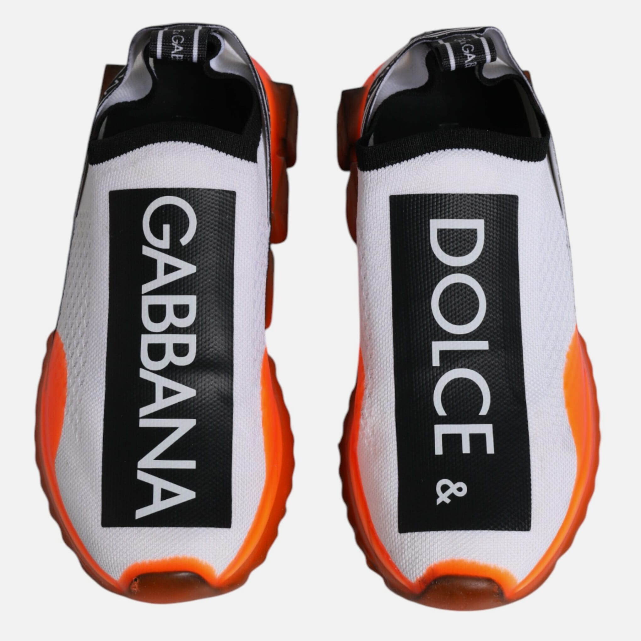 Dolce & Gabbana White Orange Slip On Sorrento Sneakers Women's Shoes (Pre-Owned)