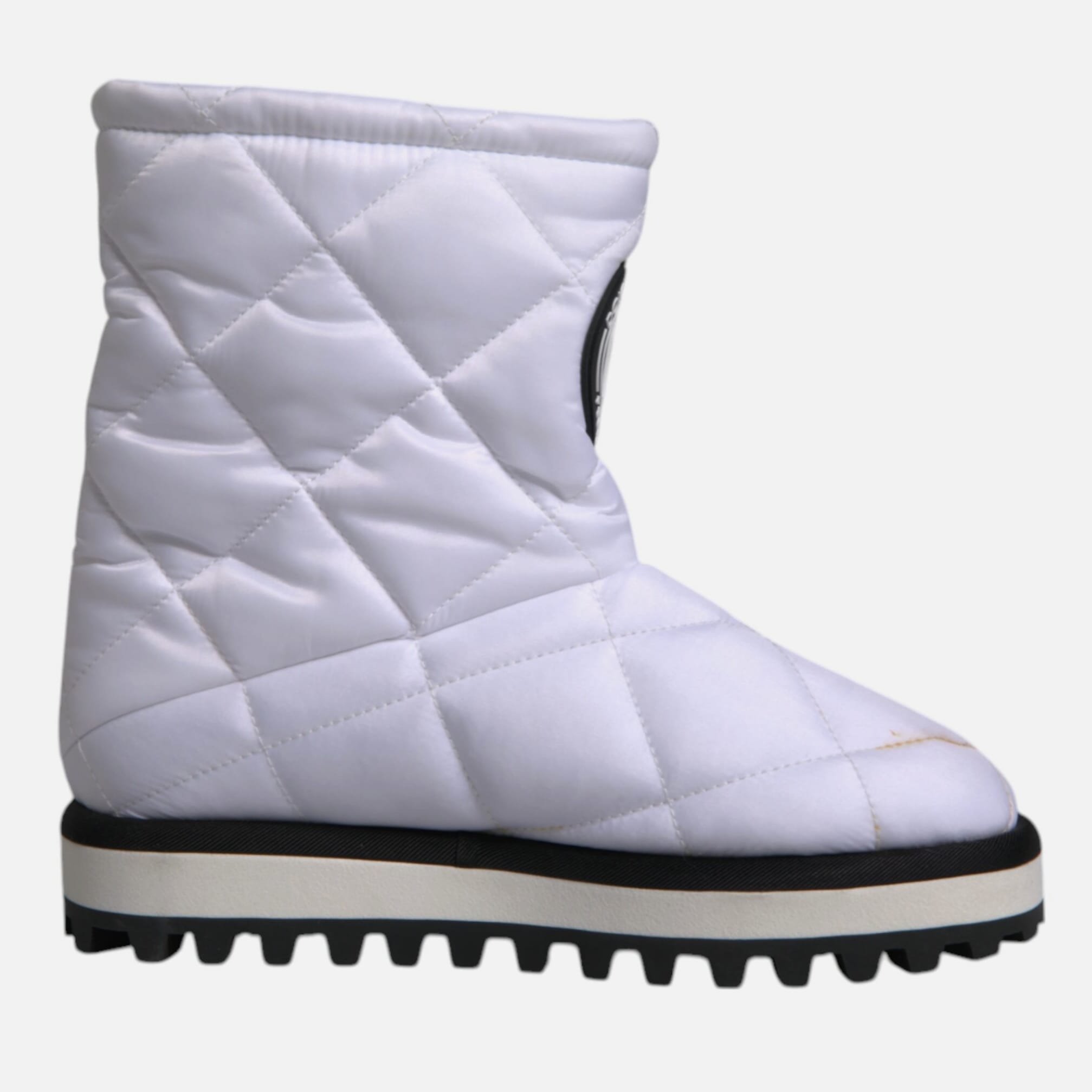 Dolce & Gabbana White Viscose Padded Mid Calf Boots Women's Shoes (Pre-Owned)